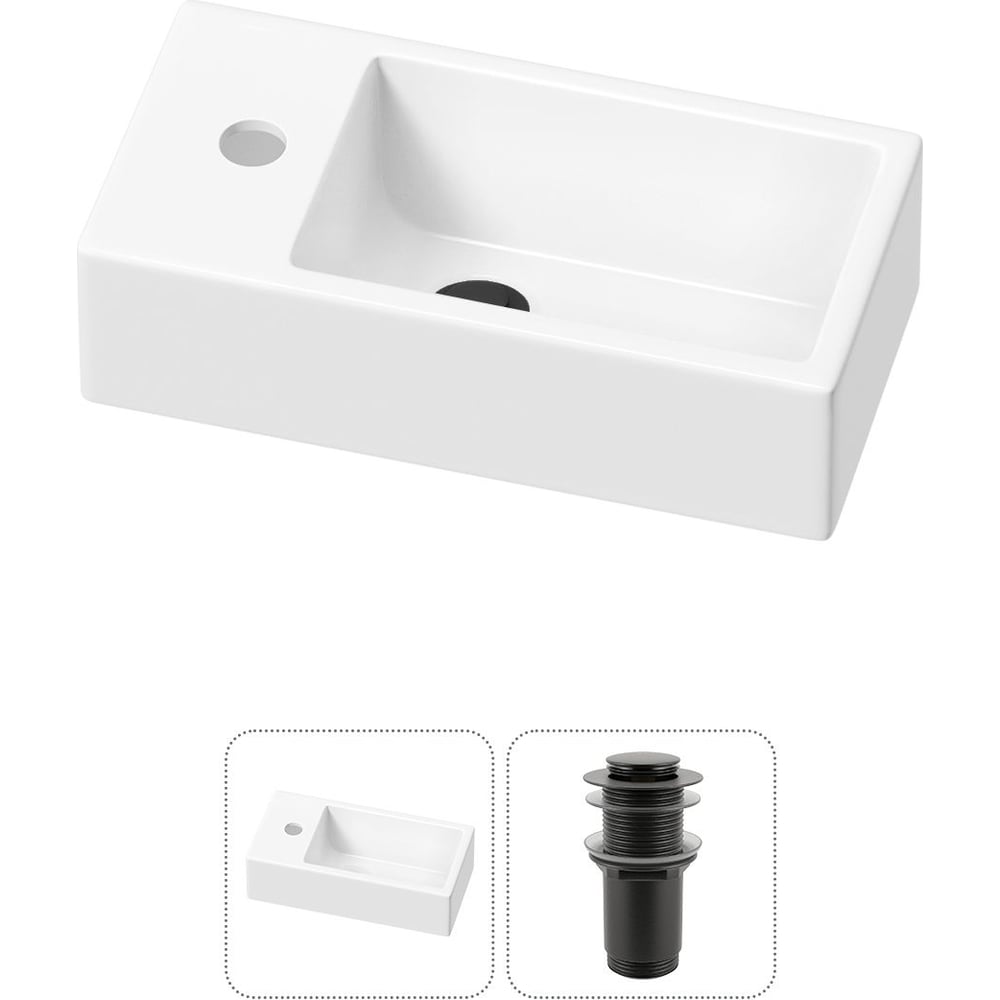 Изображение товара Комплект раковина Wellsee Lavinia Boho 40x20 см накладная и подвесная современный стиль