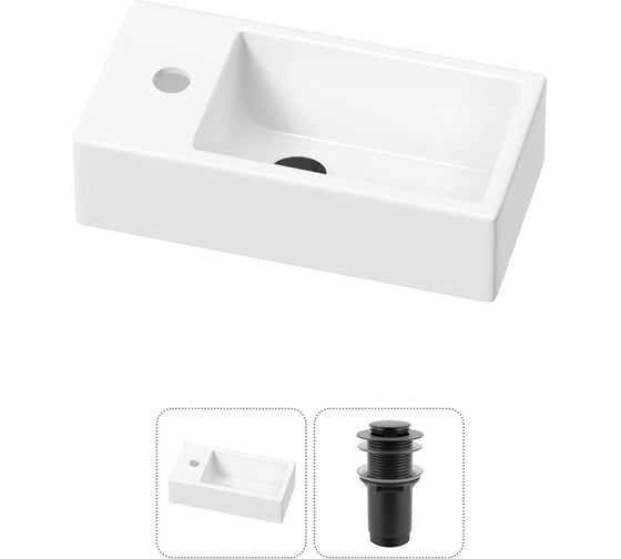 Изображение товара Комплект Wellsee 2 в 1 Lavinia Boho Bathroom Sink накладная/подвесная раковина 40x20 см 20215994R