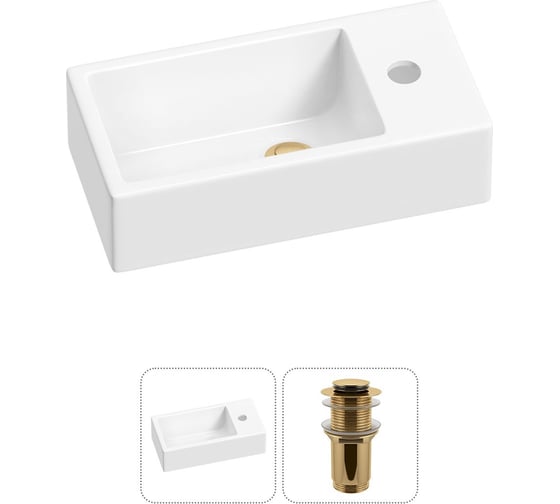 Изображение товара Комплект Wellsee 2 в 1 Lavinia Boho Bathroom Sink накладная/подвесная раковина 40x20 см 20215967R