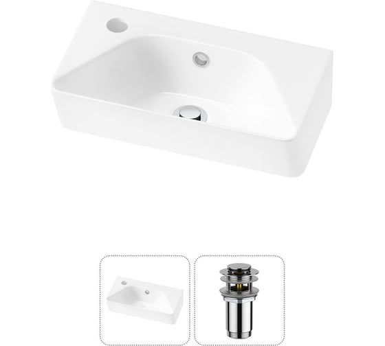 Изображение товара Комплект Wellsee 2 в 1 Lavinia Boho Bathroom Sink накладная/подвесная раковина 40x22 см 20216441R