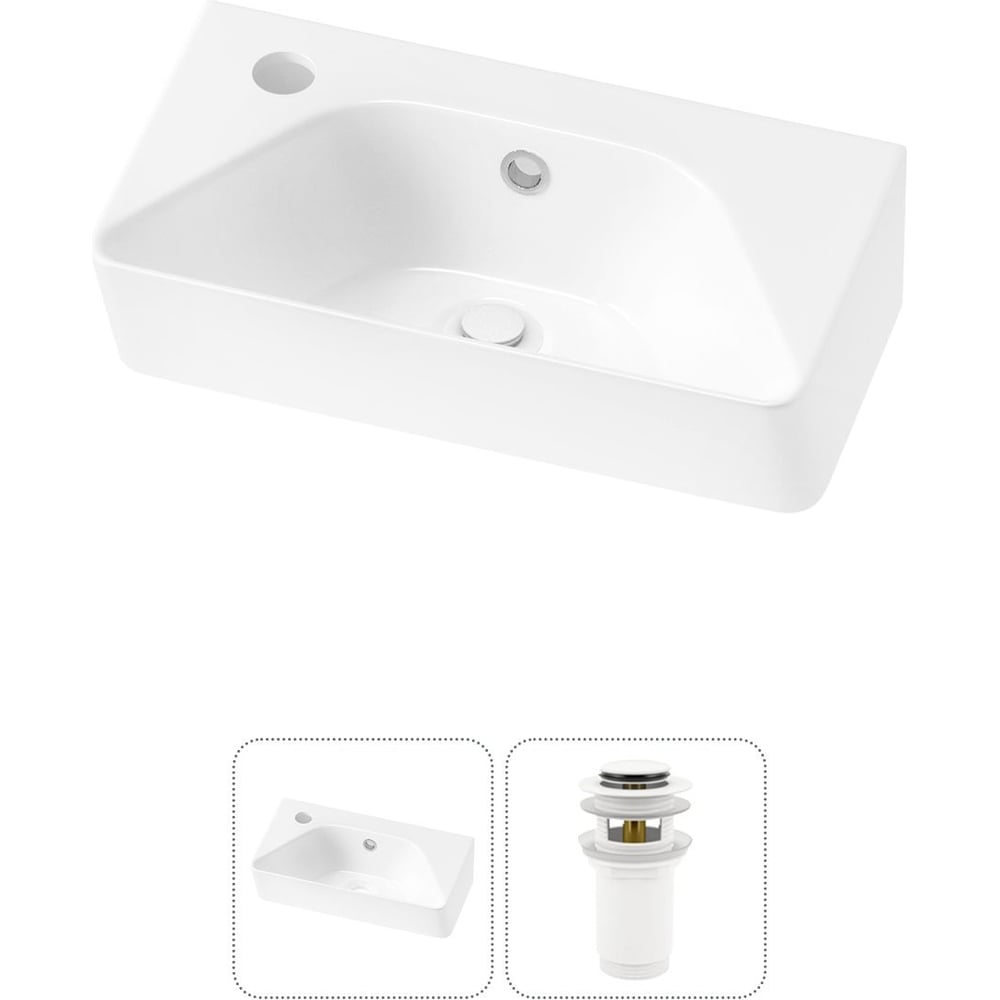 Изображение товара Комплект Wellsee 2 в 1 Lavinia Boho накладная/подвесная раковина 40x22 см белая