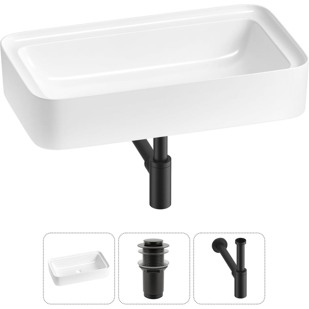 Изображение товара Комплект Wellsee 3 в 1 Lavinia Boho накладная раковина 75x40 см белый фарфор