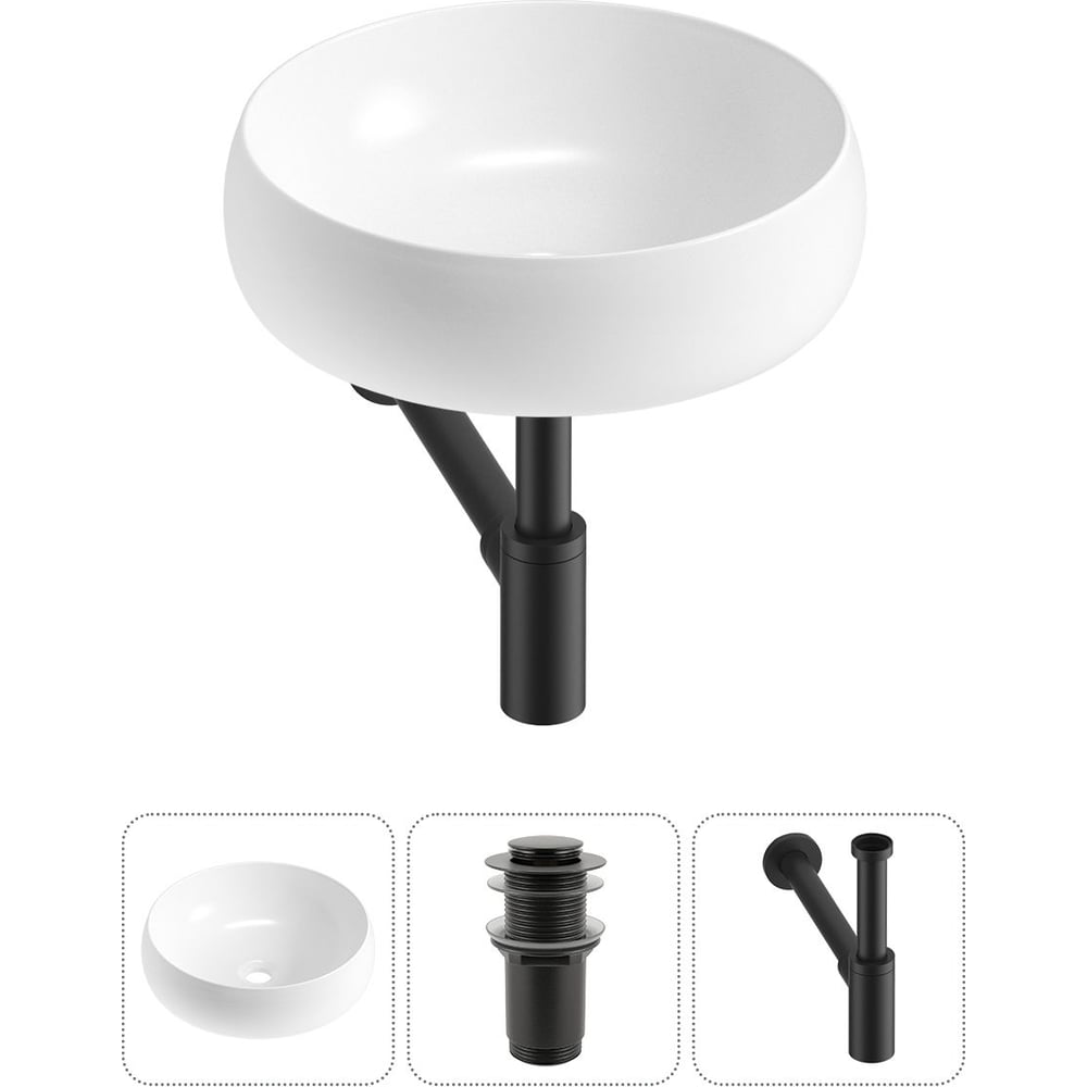 Изображение товара Комплект Wellsee 3 в 1 Lavinia Boho накладная раковина 36x36 см белая