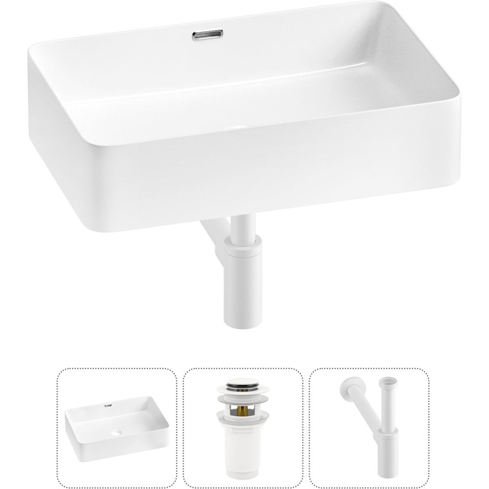 Изображение товара Комплект Wellsee 3 в 1 Lavinia Boho накладная раковина 60x39 см с сифоном