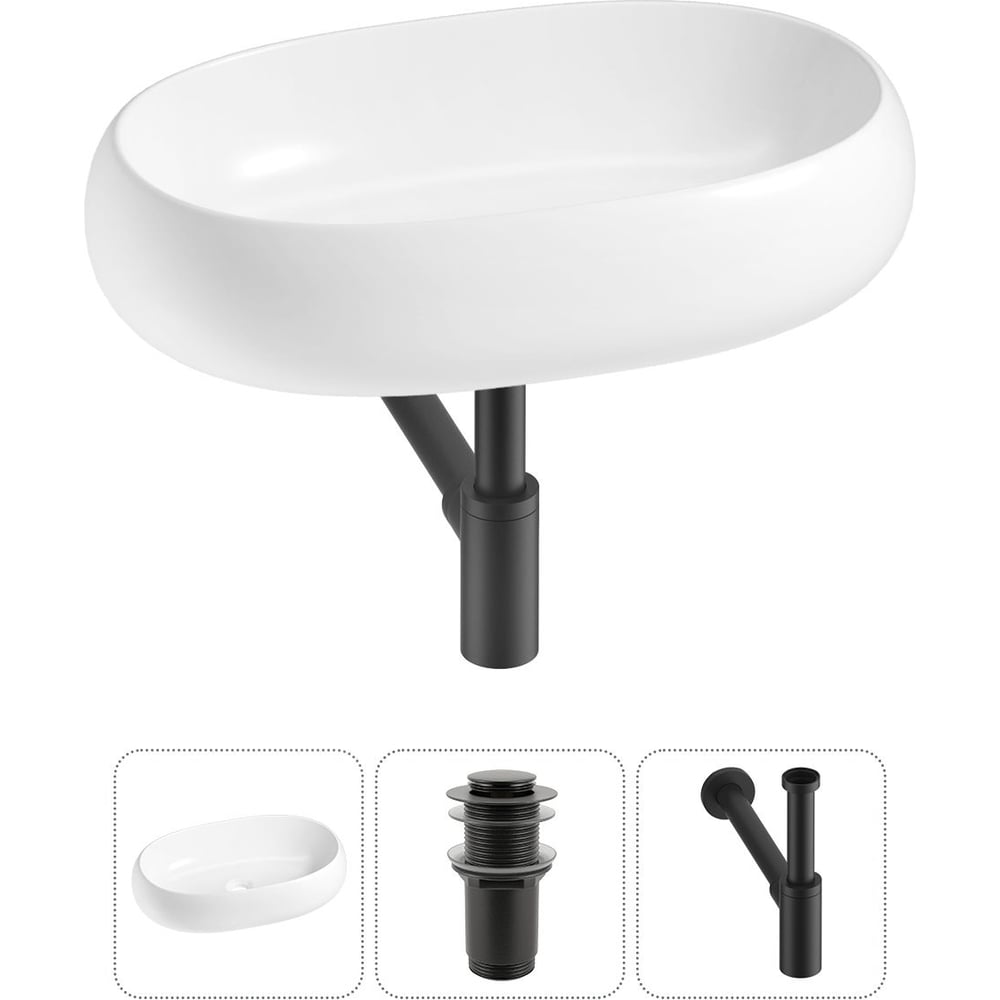 Изображение товара Комплект Wellsee 3 в 1 Lavinia Boho накладная раковина 56x33 см белая