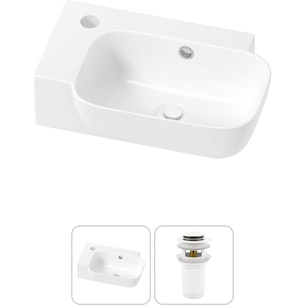 Изображение товара Комплект раковина Wellsee Lavinia Boho Modern белая для ванной подвесная 40x24 см