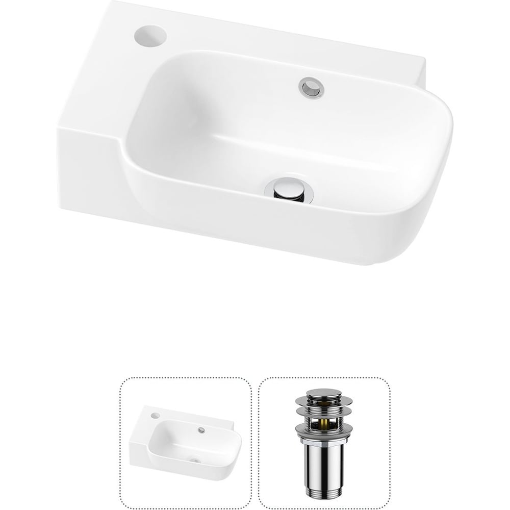 Изображение товара Комплект раковина Wellsee Lavinia Boho 40x24 см белая с водоотталкивающим покрытием