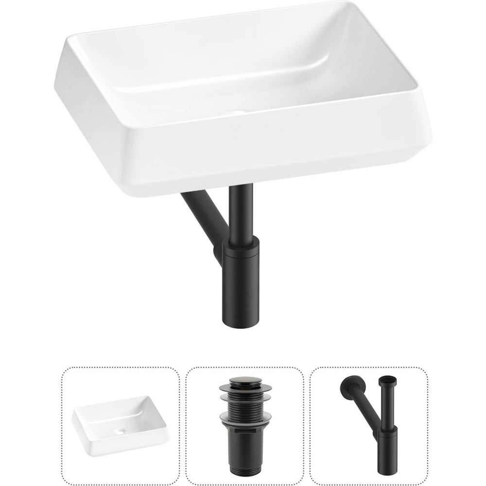 Изображение товара Комплект Wellsee 3 в 1 Lavinia Boho накладная раковина 50x38 см с сифоном