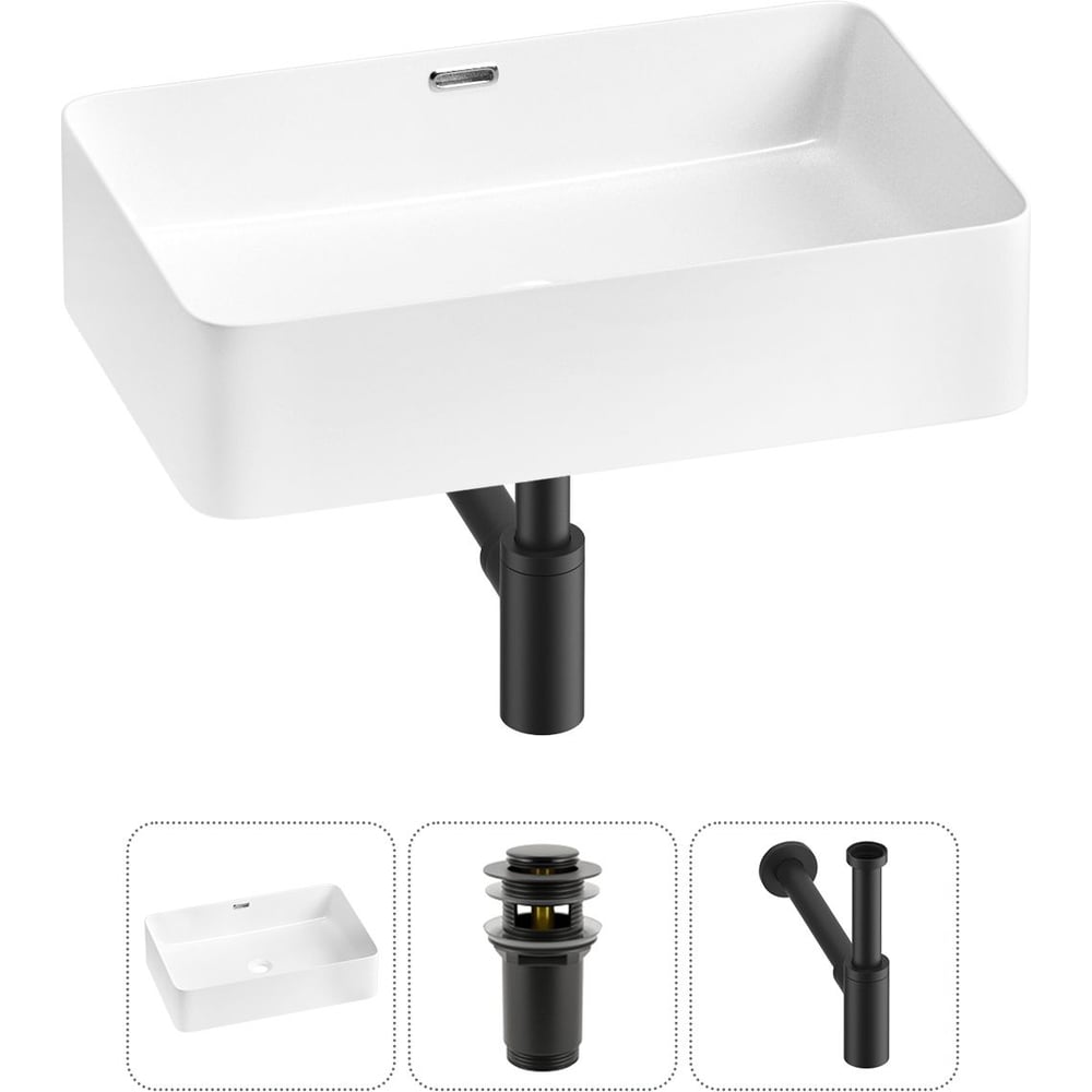 Изображение товара Накладная раковина Wellsee 3 в 1 Lavinia Boho 55x37 см белая с сифоном