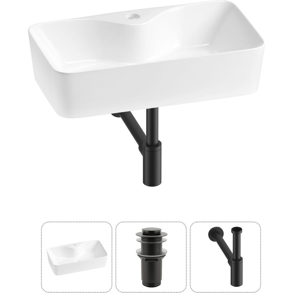 Изображение товара Комплект накладная раковина Wellsee Lavinia Boho 54x30 см с донным клапаном