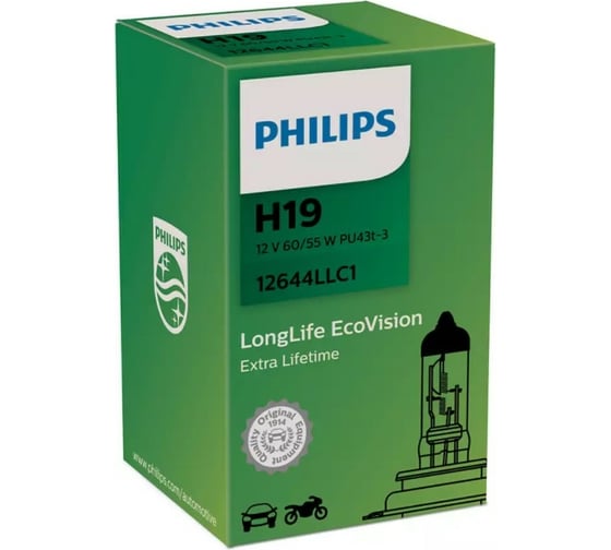 Изображение товара Автолампа PHILIPS H19, 60/55 Вт, PU43t-3, 12 В 12644LLC1