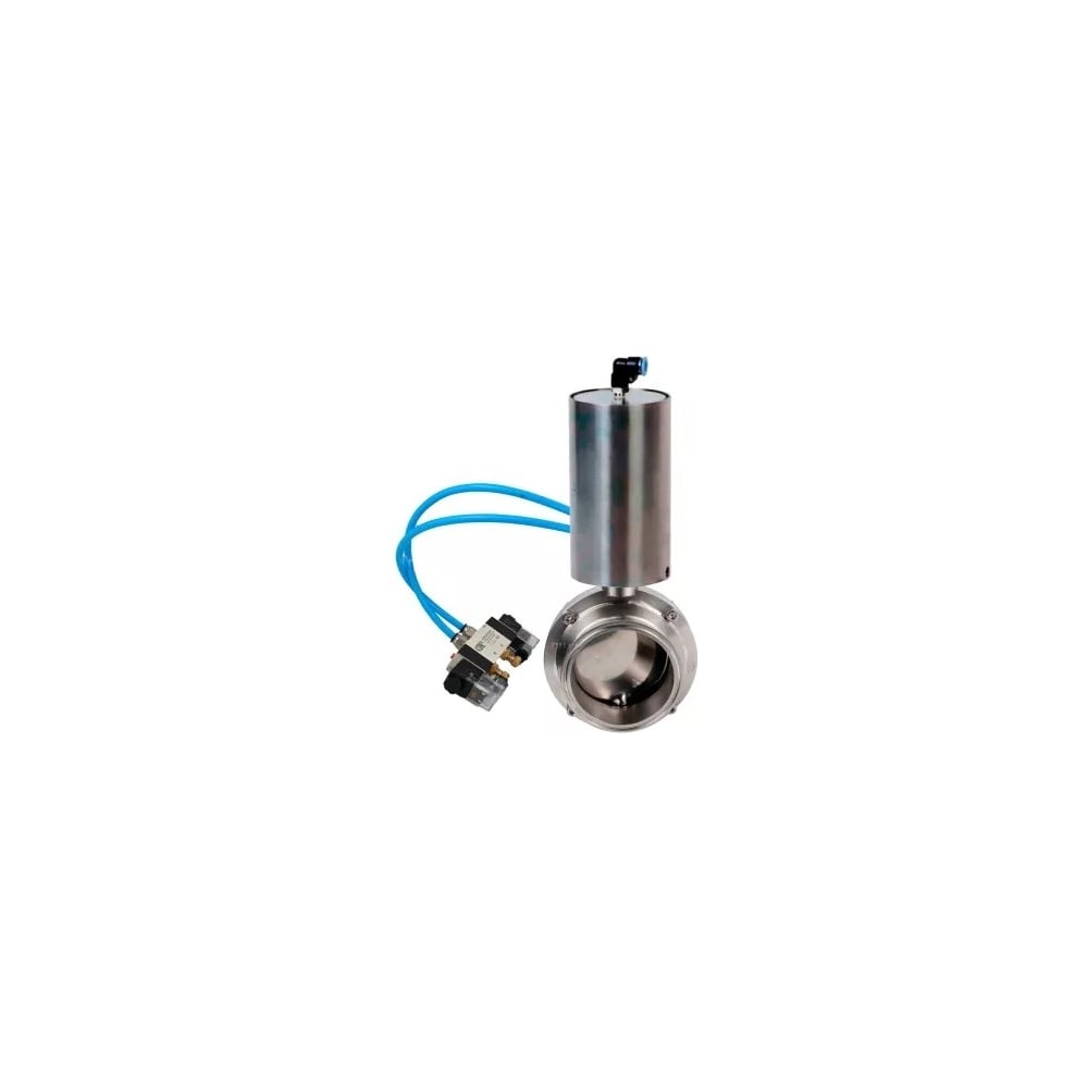 Изображение товара Затвор clamp DN.ru 304-304-Sil-2W-C-H Ду40 Ру10, пищ.нерж.сталь, пн.привод, пн.распр. D050-77938