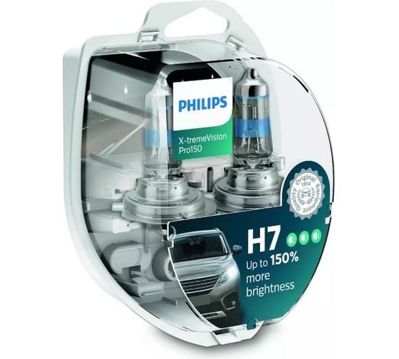 Изображение товара Автолампа PHILIPS H7 55 PX26d+150 X-tremeVision Pro150 2шт 12V 12972XVPS2