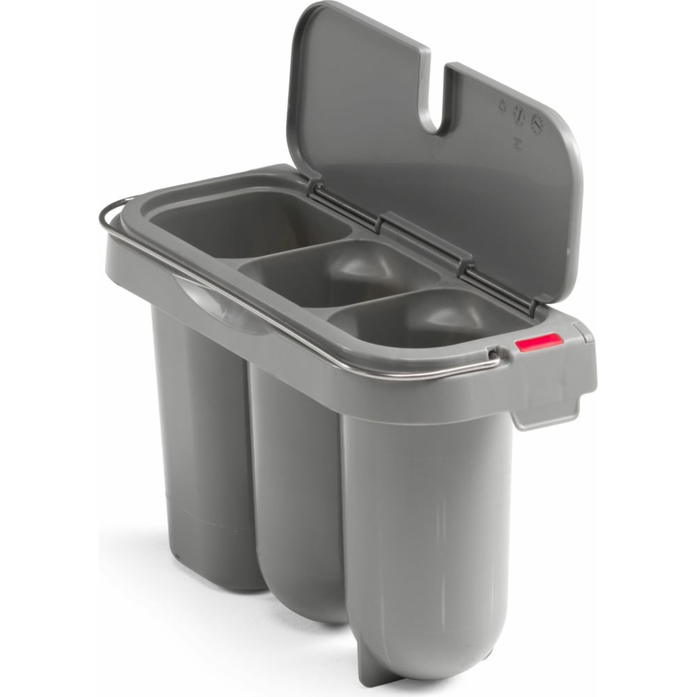 Изображение товара Ведро для чистки туалета TTS 3 секции с крышкой и ручкой серое