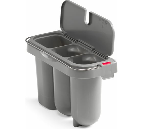 Изображение товара Ведро для чистки туалета TTS с 3 секциями и крышкой, серый цвет 00003262R