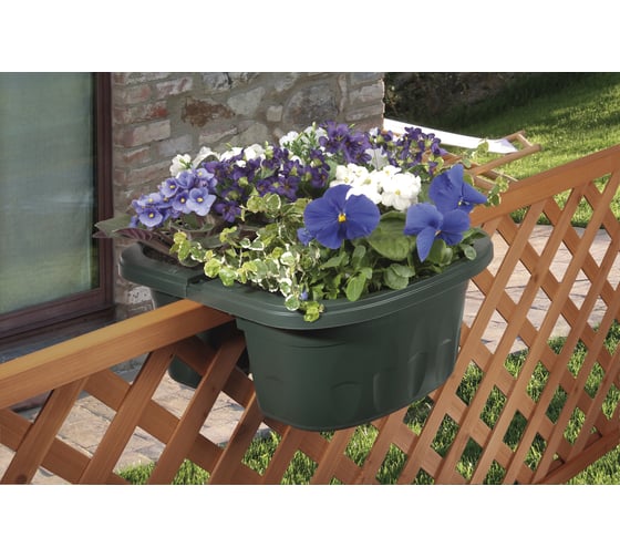 Изображение товара Комплект из двух балконных ящиков с креплением на перила Bama Spa Klunia 30231 темно-зеленый 053176
