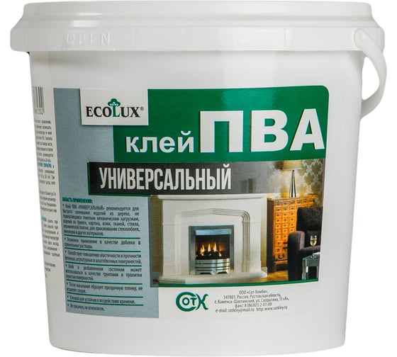 Изображение товара Универсальный клей ПВА ECOLUX 10 кг 4607133681357