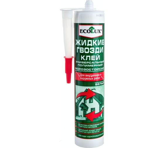 Изображение товара Полимерный клей Жидкие гвозди ECOLUX (белый; 310 мл) 4607133682828