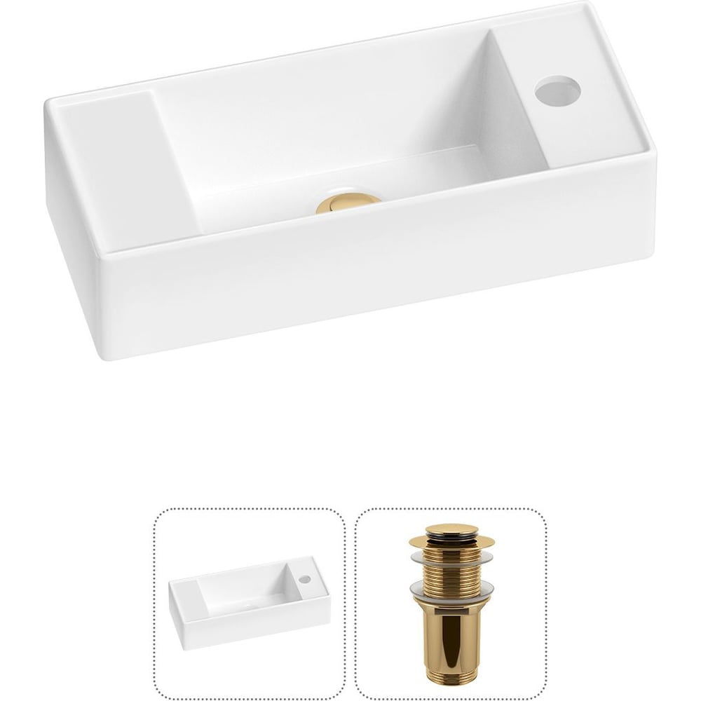 Комплект Wellsee 2 в 1 Lavinia Boho Bathroom Sink накладная/подвесная раковина 43x18 см 20216247R