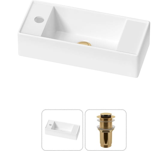 Изображение товара Комплект Wellsee 2 в 1 Lavinia Boho Bathroom Sink накладная/подвесная раковина 43x18 см 20216275R