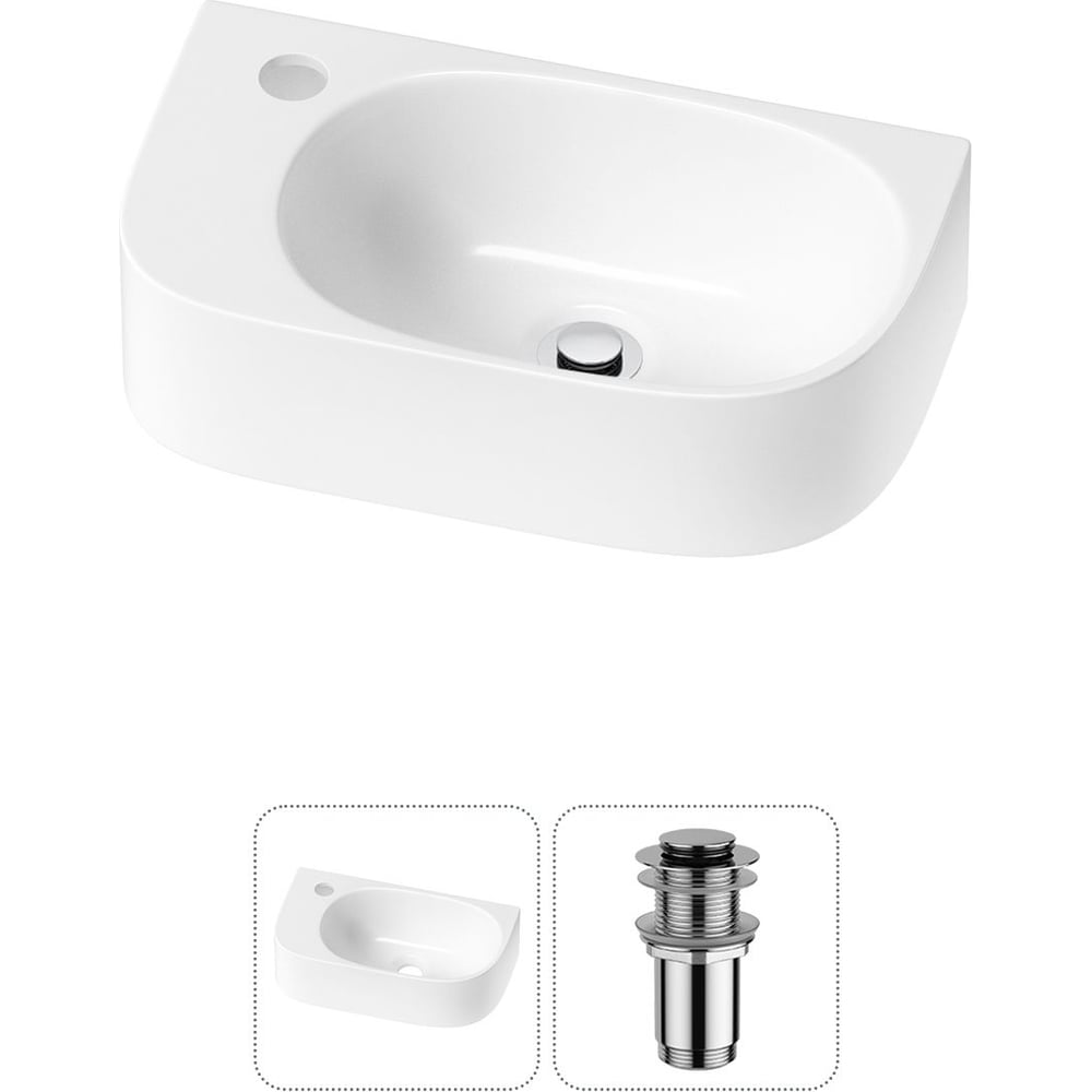 Изображение товара Комплект раковина Wellsee 2 в 1 Lavinia Boho белая для ванной 40x22 см