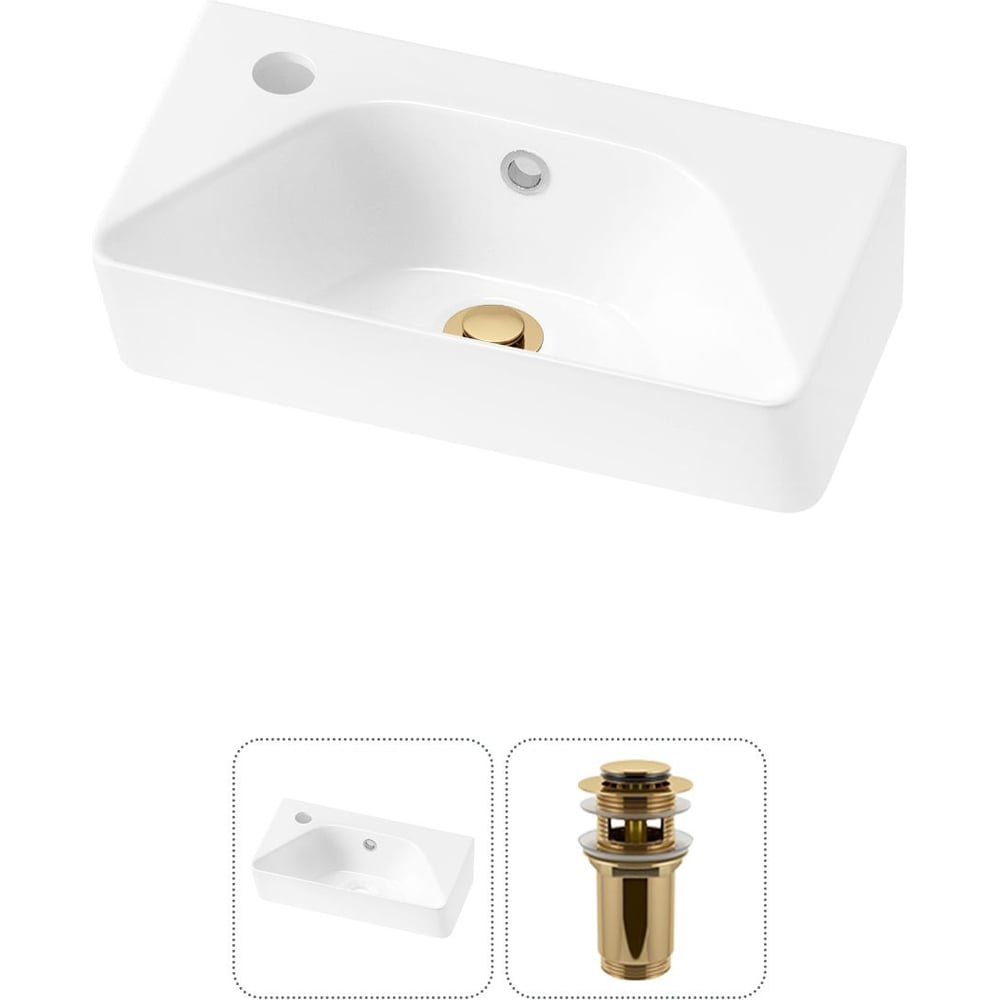 Изображение товара Комплект Wellsee Lavinia Boho для ванной раковина 40x22 см современный дизайн белый фарфор