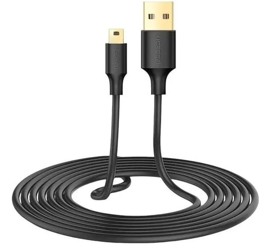 Изображение товара Кабель Ugreen US132 10386 USB 2.0 A Male to Mini 5 Pin Male Cable. Длина: 3м. Цвет: черный 10386_