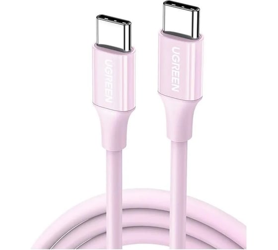 Изображение товара Кабель Ugreen US264 65124 60W USB-C 2.0 Male To USB-C 2.0 Male 3A Data Cable. Длина: 1м. Цвет: розовый 65124_