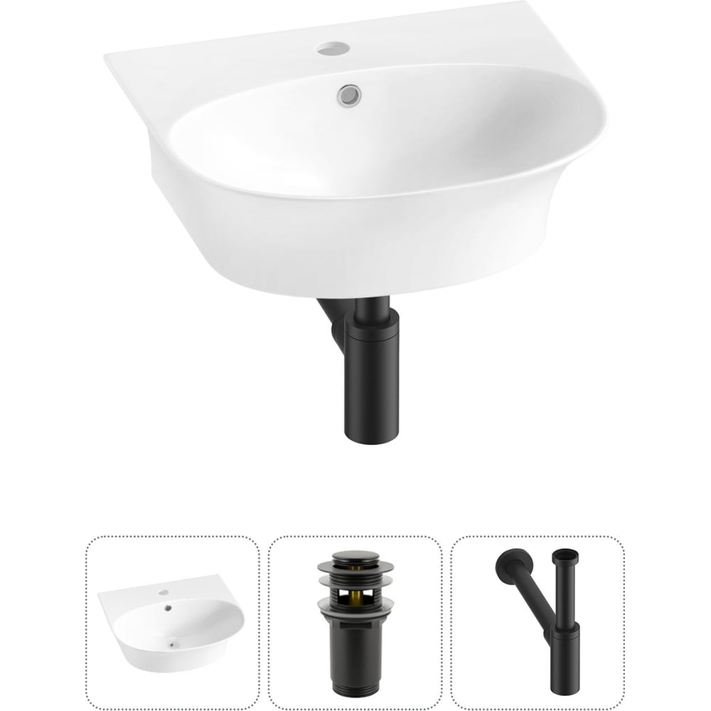 Изображение товара Комплект Wellsee 3 в 1 Lavinia Boho белая накладная или подвесная раковина 46x41 см