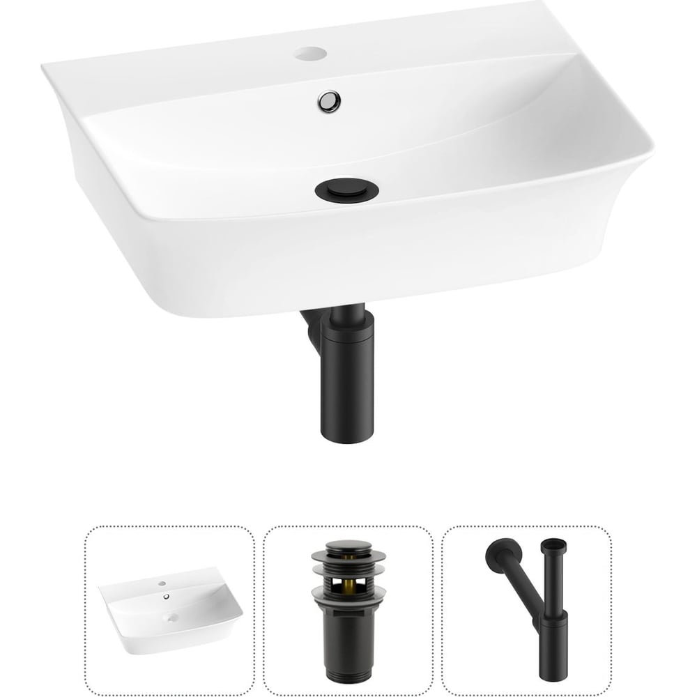 Изображение товара Комплект Wellsee 3 в 1 Lavinia Boho накладная или подвесная раковина 55x42 см