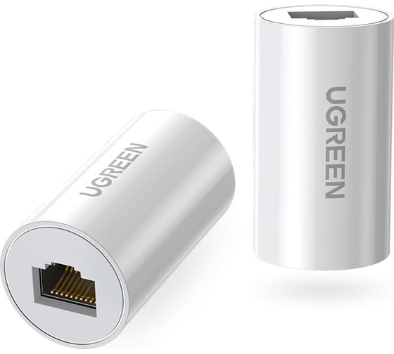 Изображение товара Адаптер-удлинитель Ugreen NW116 20391 RJ45 Ethernet Connector. Цвет: белый 20391_