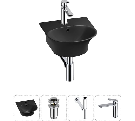 Изображение товара Комплект Wellsee 4 в 1 Lavinia Boho Bathroom Sink накладная/подвесная раковина 34x36 см 20216659R