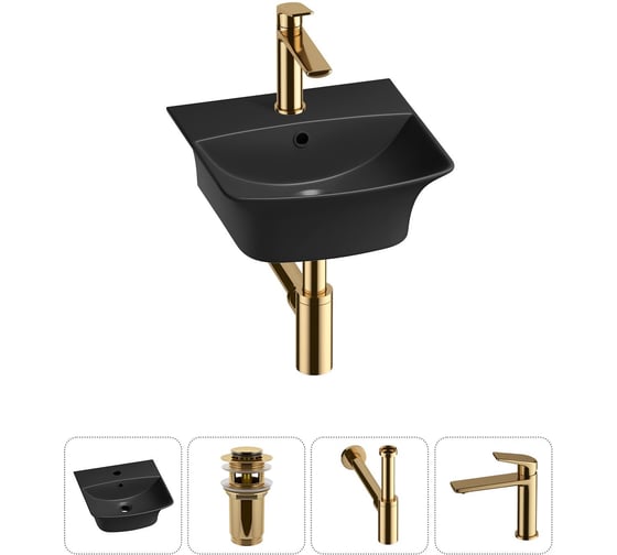 Изображение товара Комплект Wellsee 4 в 1 Lavinia Boho Bathroom Sink накладная/подвесная раковина 35x36 см 20216745R