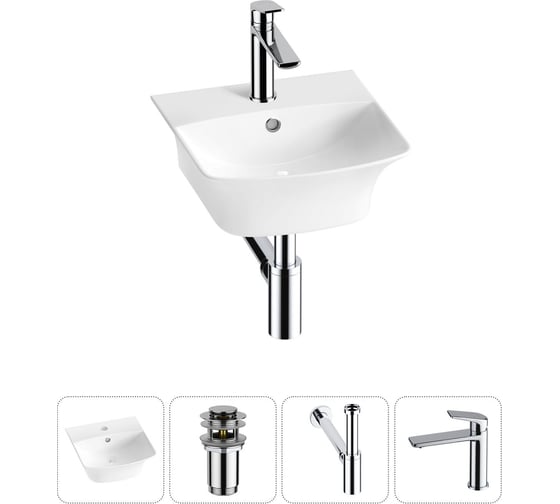 Изображение товара Комплект Wellsee 4 в 1 Lavinia Boho Bathroom Sink накладная/подвесная раковина 35x36 см 20216729R