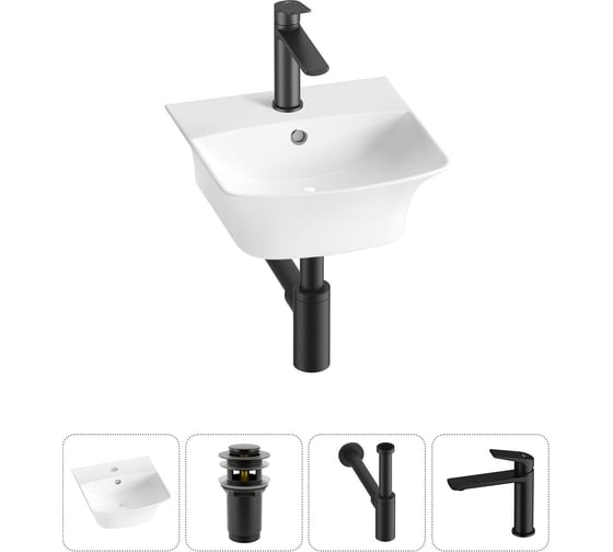 Изображение товара Комплект Wellsee 4 в 1 Lavinia Boho Bathroom Sink накладная/подвесная раковина 35x36 см 20216730R
