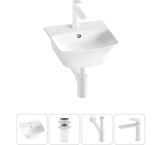 Изображение товара Комплект Wellsee 4 в 1 Lavinia Boho Bathroom Sink накладная/подвесная раковина 35x36 см 20216732R