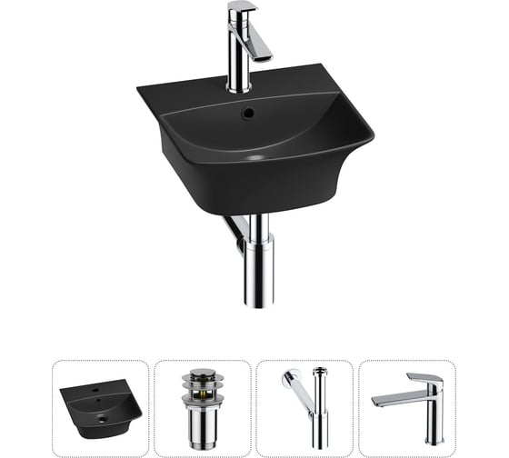 Изображение товара Комплект Wellsee 4 в 1 Lavinia Boho Bathroom Sink накладная/подвесная раковина 35x36 см 20216743R