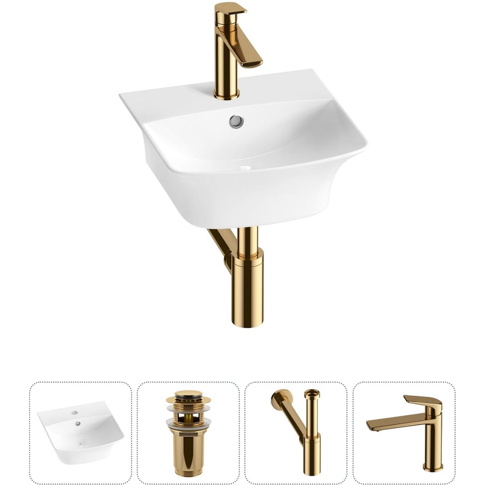Изображение товара Комплект Wellsee 4 в 1 Lavinia Boho Bathroom Sink накладная подвесная раковина 35x36 см