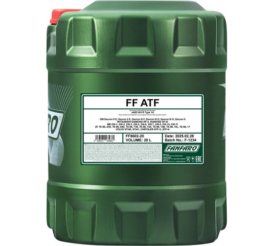 Изображение товара Синтетическое трансмиссионнное масло Fanfaro ATF 20 л FF8602-20