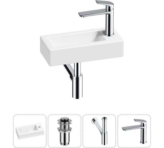 Изображение товара Комплект Wellsee 4 в 1 Lavinia Boho Bathroom Sink накладная/подвесная раковина 37x18 см 20215861R