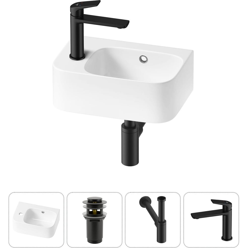 Изображение товара Комплект Wellsee 4 в 1 Lavinia Boho для ванной с раковиной, смесителем и сливом