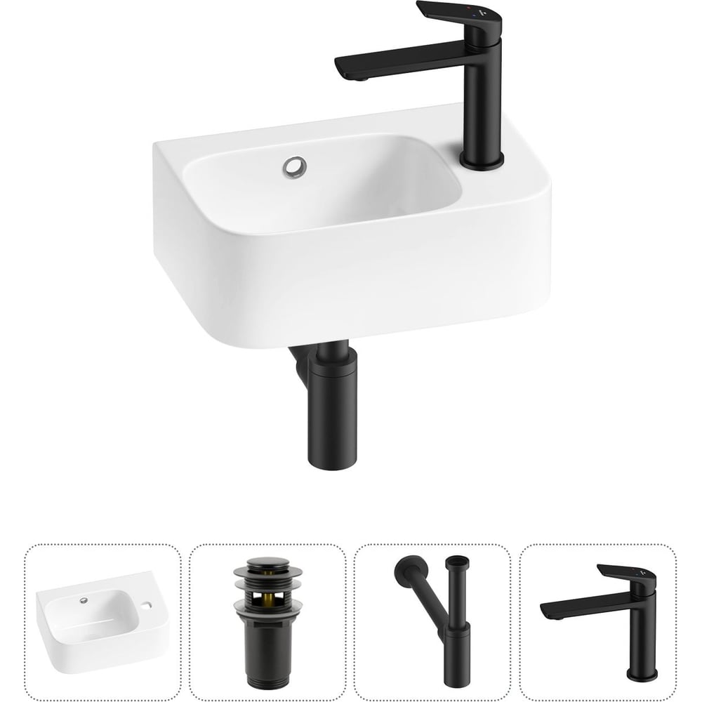 Изображение товара Комплект Wellsee 4 в 1 Lavinia Boho накладная или подвесная раковина 37x25 см