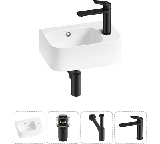 Изображение товара Комплект Wellsee 4 в 1 Lavinia Boho Bathroom Sink накладная/подвесная раковина 37x25 см 20216562R
