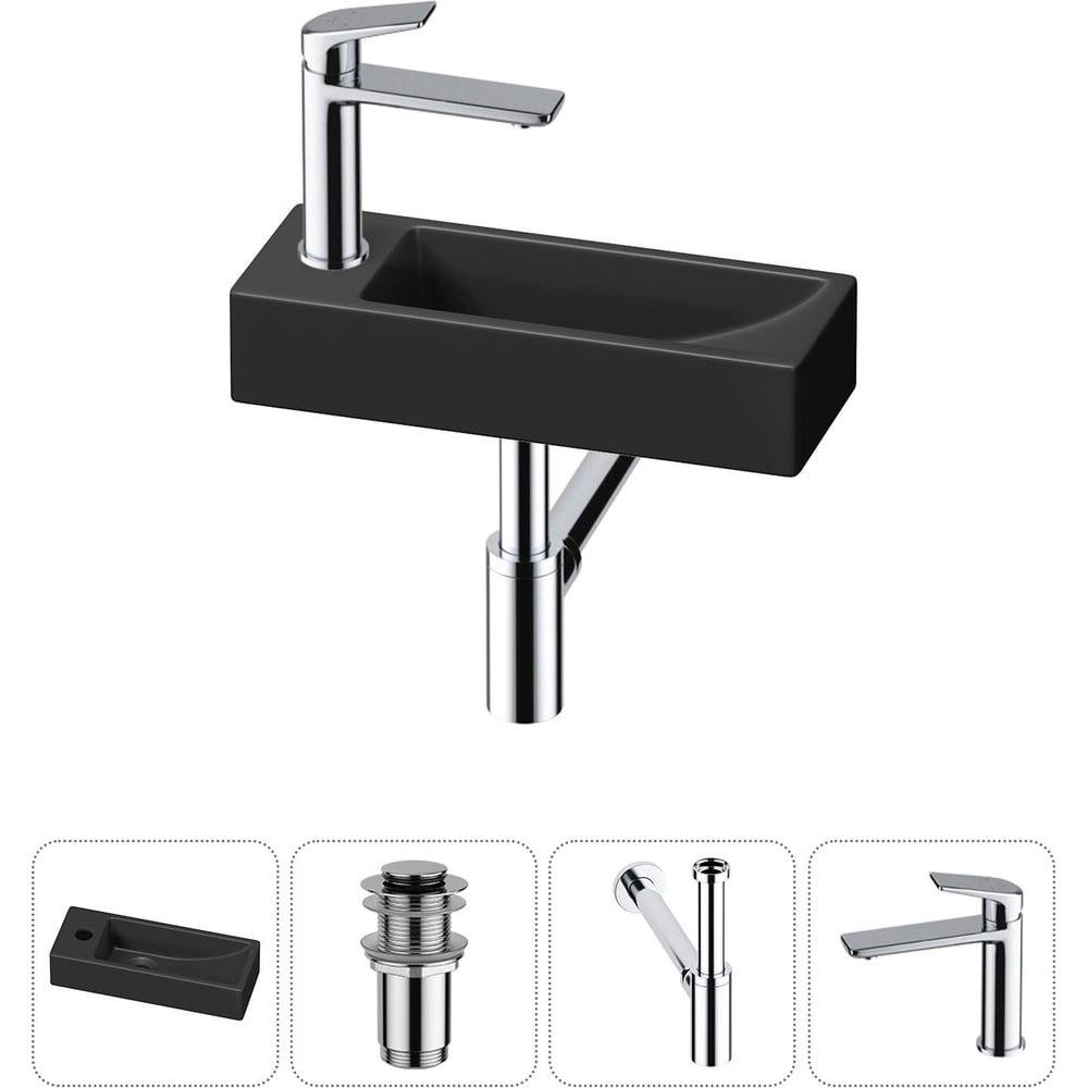 Изображение товара Комплект накладной/подвесной умывальник Wellsee 4 в 1 Lavinia Boho 38x14 см