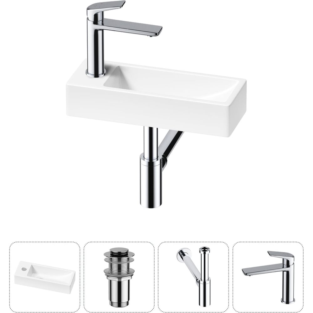 Комплект Wellsee 4 в 1 Lavinia Boho Bathroom Sink накладная/подвесная раковина 38x14 см 20215917R