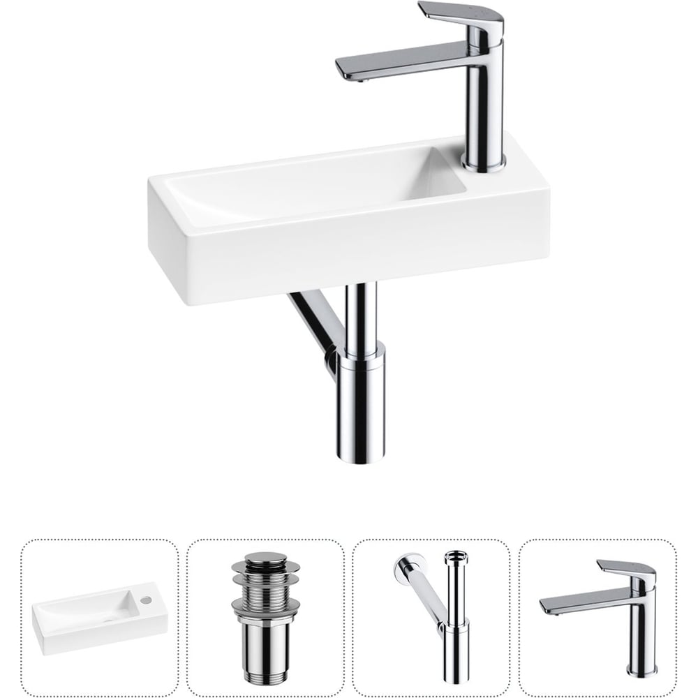 Комплект Wellsee 4 в 1 Lavinia Boho Bathroom Sink накладная/подвесная раковина 38x14 см 20215945R