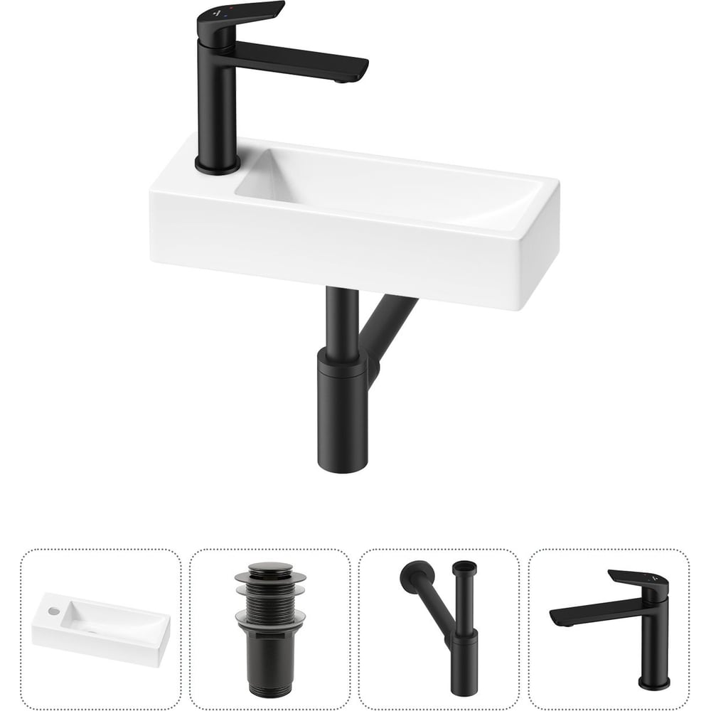 Изображение товара Комплект Wellsee 4 в 1 Lavinia Boho Bathroom Sink накладная/подвесная раковина 38х14 см