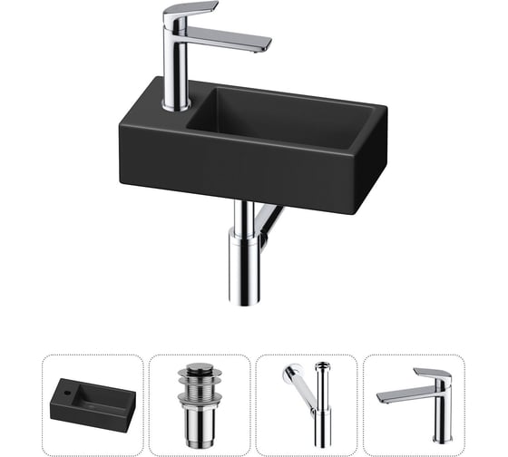Изображение товара Комплект Wellsee 4 в 1 Lavinia Boho Bathroom Sink накладная/подвесная раковина 40x20 см 20216015R