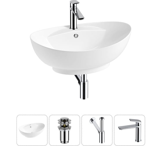 Изображение товара Комплект Wellsee 4 в 1 Lavinia Boho Bathroom Sink накладная раковина 59x39 см 20215151R