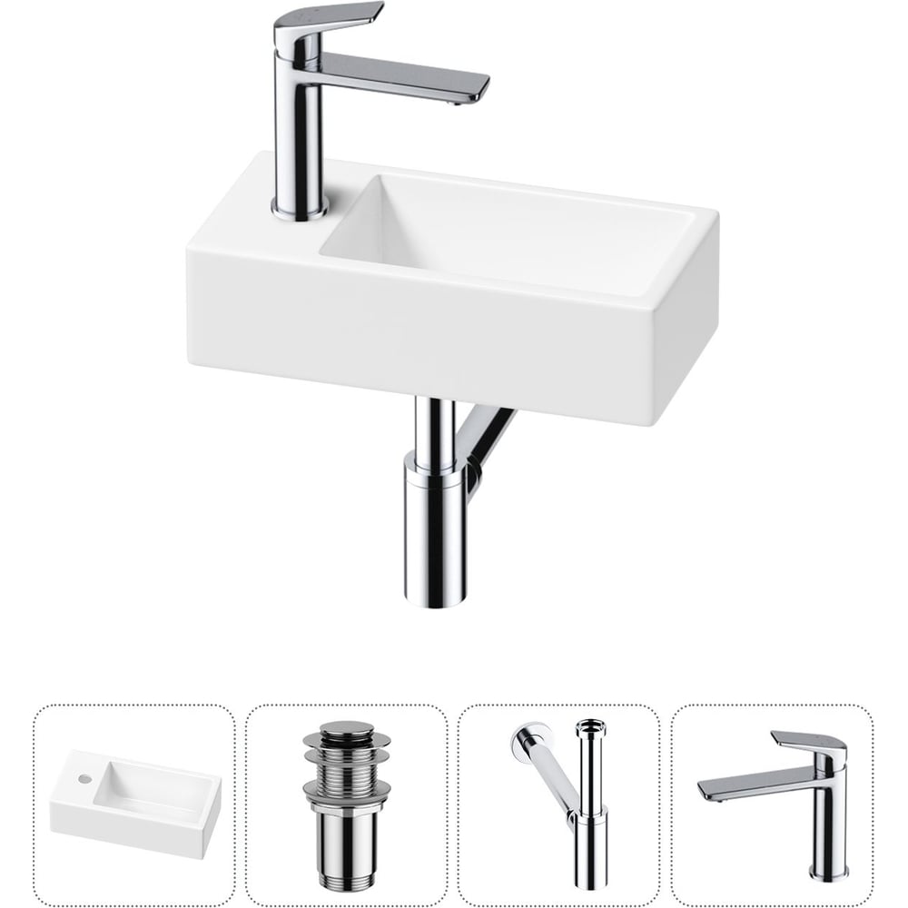 Изображение товара Комплект раковина Wellsee 4 в 1 Lavinia Boho современная белая из фарфора